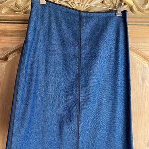 POLECI Denim Skirt w/Black Tuxedo Stripe Trim Sz 6